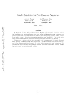 Parallel Repetition for Post-Quantum Arguments