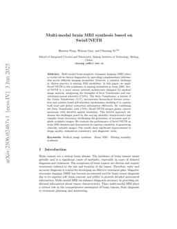 Multi-modal brain MRI synthesis based on SwinUNETR