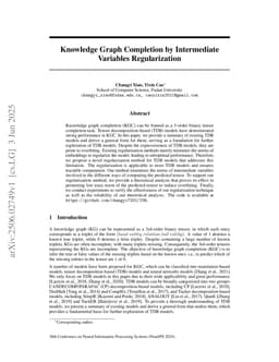Knowledge Graph Completion by Intermediate Variables Regularization