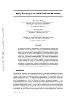 Safely Learning Controlled Stochastic Dynamics