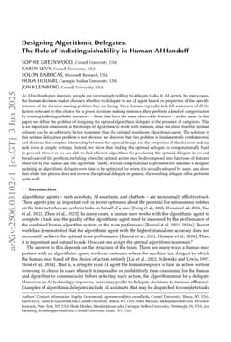 Designing Algorithmic Delegates: The Role of Indistinguishability in Human-AI Handoff