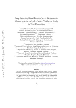 Deep Learning-Based Breast Cancer Detection in Mammography: A Multi-Center Validation Study in Thai Population