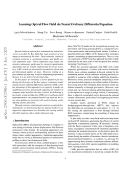 Learning Optical Flow Field via Neural Ordinary Differential Equation