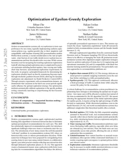 Optimization of Epsilon-Greedy Exploration