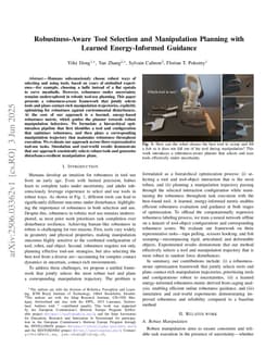 Robustness-Aware Tool Selection and Manipulation Planning with Learned Energy-Informed Guidance