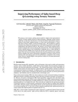 Improving Performance of Spike-based Deep Q-Learning using Ternary Neurons