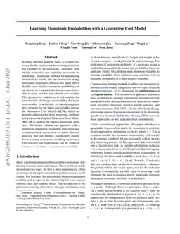 Learning Monotonic Probabilities with a Generative Cost Model