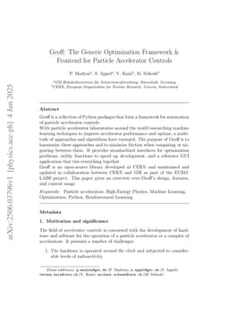 Geoff: The Generic Optimization Framework & Frontend for Particle Accelerator Controls
