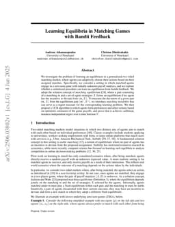 Learning Equilibria in Matching Games with Bandit Feedback