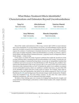 What Makes Treatment Effects Identifiable? Characterizations and Estimators Beyond Unconfoundedness
