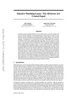 Selective Matching Losses -- Not All Scores Are Created Equal