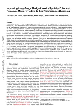 Improving Long-Range Navigation with Spatially-Enhanced Recurrent Memory via End-to-End Reinforcement Learning