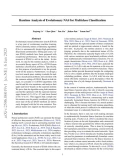 Runtime Analysis of Evolutionary NAS for Multiclass Classification