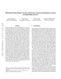 Minoritised Ethnic People's Security and Privacy Concerns and Responses towards Essential Online Services