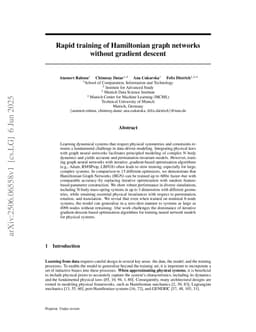 Rapid training of Hamiltonian graph networks without gradient descent