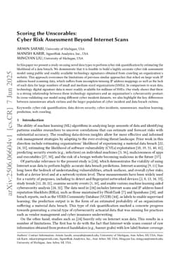 Scoring the Unscorables: Cyber Risk Assessment Beyond Internet Scans