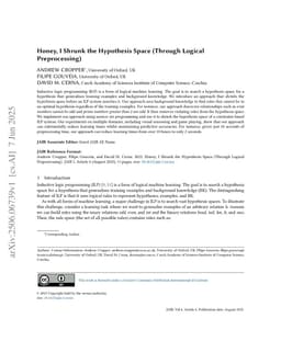Honey, I shrunk the hypothesis space (through logical preprocessing)