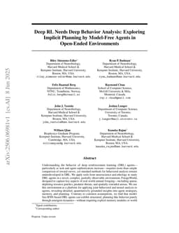 Deep RL Needs Deep Behavior Analysis: Exploring Implicit Planning by Model-Free Agents in Open-Ended Environments