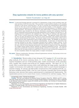 Deep regularization networks for inverse problems with noisy operators