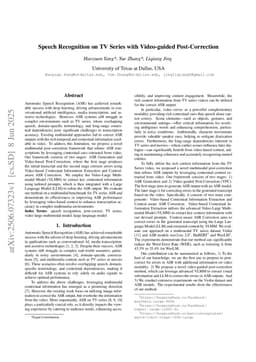 Speech Recognition on TV Series with Video-guided Post-Correction
