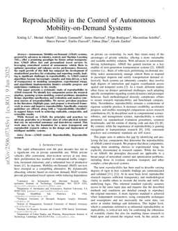 Reproducibility in the Control of Autonomous Mobility-on-Demand Systems