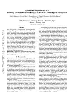 Speaker-Distinguishable CTC: Learning Speaker Distinction Using CTC for Multi-Talker Speech Recognition