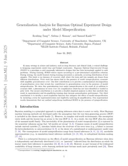 Generalization Analysis for Bayesian Optimal Experiment Design under Model Misspecification