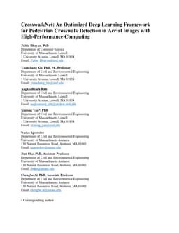 CrosswalkNet: An Optimized Deep Learning Framework for Pedestrian Crosswalk Detection in Aerial Images with High-Performance Computing