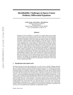 Identifiability Challenges in Sparse Linear Ordinary Differential Equations