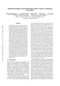 Outside Knowledge Conversational Video (OKCV) Dataset -- Dialoguing over Videos