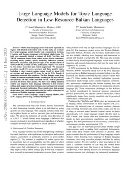 Large Language Models for Toxic Language Detection in Low-Resource Balkan Languages
