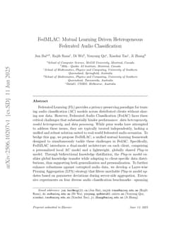 FedMLAC: Mutual Learning Driven Heterogeneous Federated Audio Classification