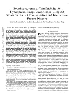 Boosting Adversarial Transferability for Hyperspectral Image Classification Using 3D Structure-invariant Transformation and Intermediate Feature Distance