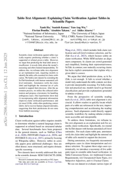 Table-Text Alignment: Explaining Claim Verification Against Tables in Scientific Papers