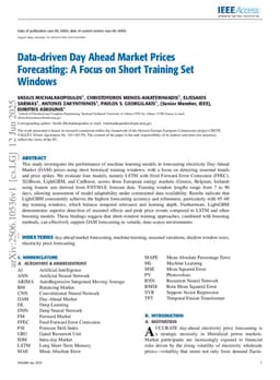 Data-driven Day Ahead Market Prices Forecasting: A Focus on Short Training Set Windows