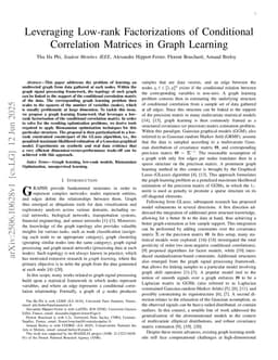 Leveraging Low-rank Factorizations of Conditional Correlation Matrices in Graph Learning