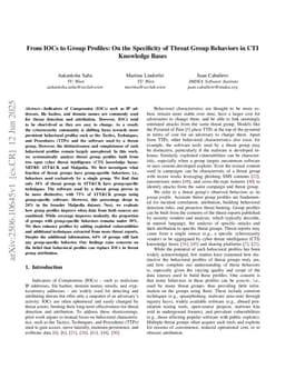 From IOCs to Group Profiles: On the Specificity of Threat Group Behaviors in CTI Knowledge Bases
