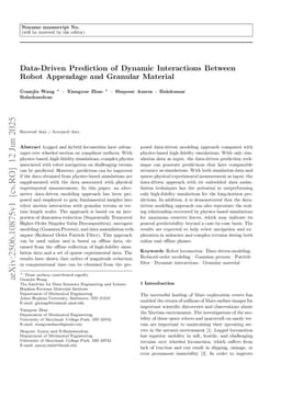 Data-Driven Prediction of Dynamic Interactions Between Robot Appendage and Granular Material