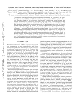 Coupled reaction and diffusion governing interface evolution in solid-state batteries