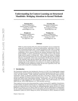 Understanding In-Context Learning on Structured Manifolds: Bridging Attention to Kernel Methods