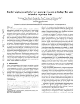 Bootstrapping your behavior: a new pretraining strategy for user behavior sequence data