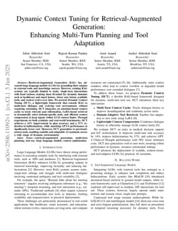Dynamic Context Tuning for Retrieval-Augmented Generation: Enhancing Multi-Turn Planning and Tool Adaptation