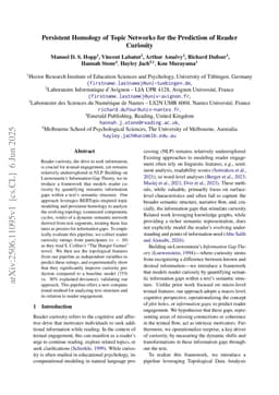 Persistent Homology of Topic Networks for the Prediction of Reader Curiosity