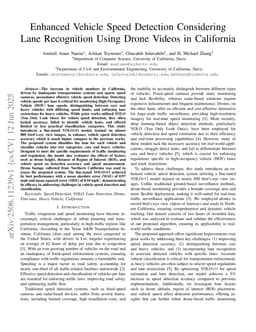 Enhanced Vehicle Speed Detection Considering Lane Recognition Using Drone Videos in California