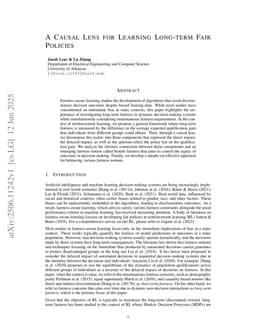 A Causal Lens for Learning Long-term Fair Policies