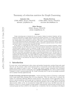 Taxonomy of reduction matrices for Graph Coarsening