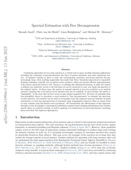 Spectral Estimation with Free Decompression