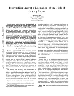 Information-theoretic Estimation of the Risk of Privacy Leaks