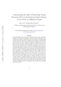 Understanding the Effect of Knowledge Graph Extraction Error on Downstream Graph Analyses: A Case Study on Affiliation Graphs