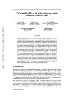 Path-specific effects for pulse-oximetry guided decisions in critical care